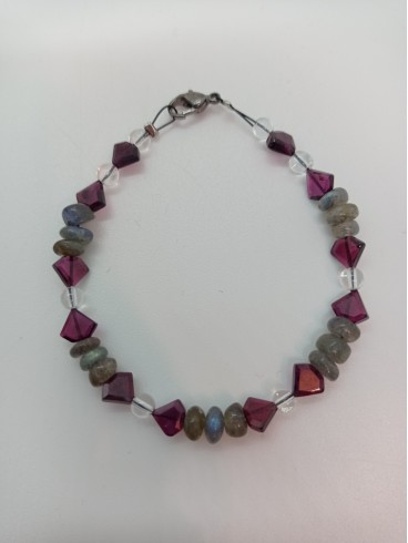 Bracelet de Labradorite et Grenat -...