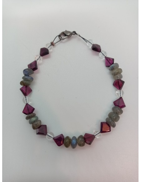 Bracelet de Labradorite et Grenat - Collection Câble et Chips