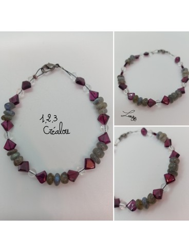 Bracelet de Labradorite et Grenat -...