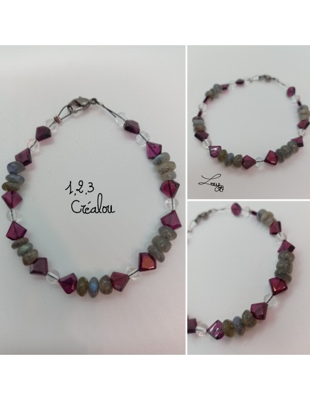 Bracelet de Labradorite et Grenat - Collection Câble et Chips