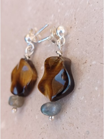 Boucles d'Oreilles Œil de Tigre et...