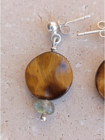 Boucles d'Oreilles Œil de Tigre et...