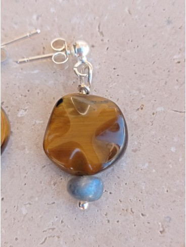 Boucles d'Oreilles Œil de Tigre et...