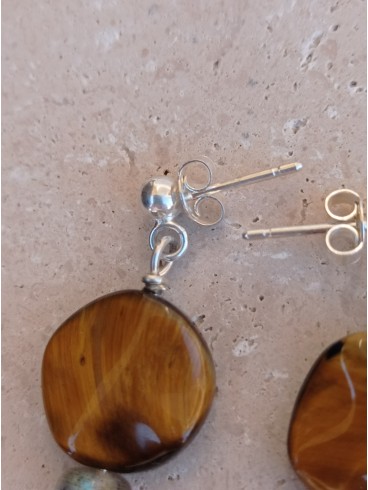 Boucles d'Oreilles Œil de Tigre et...