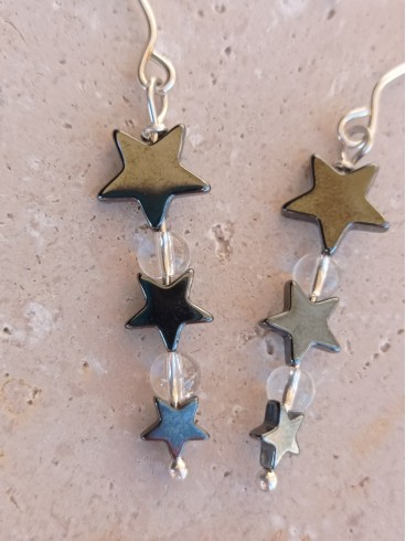 Boucle d'Oreilles Hématites étoilées...