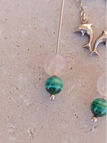 Boucles d'Oreilles Quartz Rose,...