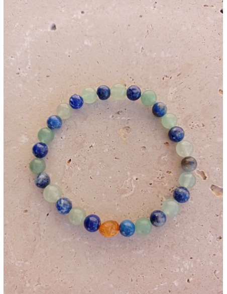 Bracelet Peau neuve - pierres naturelles Ambre, Aventurine, Lapis Lazuli - 6mm