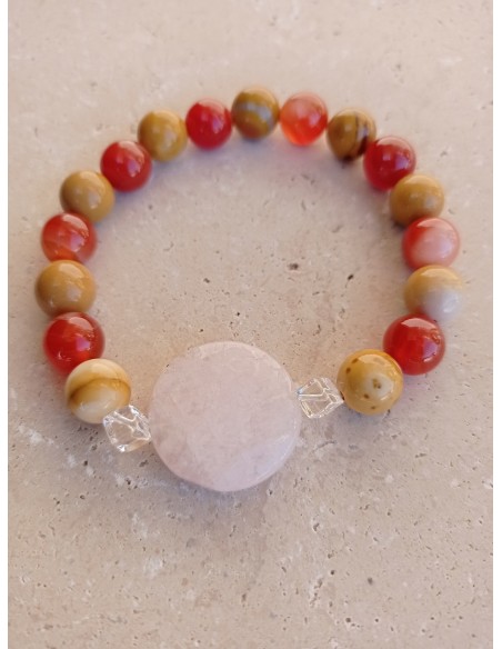 Bracelet pastille Morganite rose - pierres naturelles de 8mm