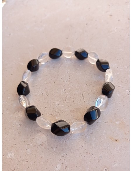 Bracelet Onyx noir torsadé - pierres naturelles de 1cm de long