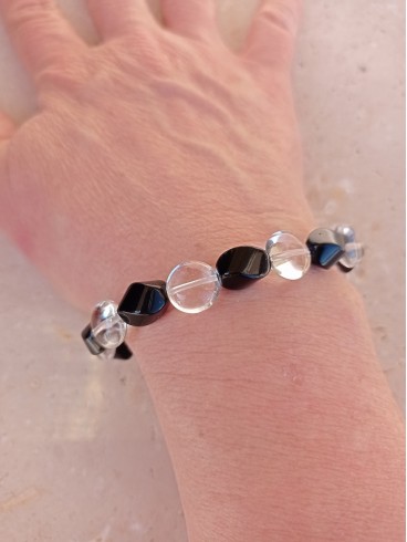 Bracelet Onyx noir torsadé - pierres...