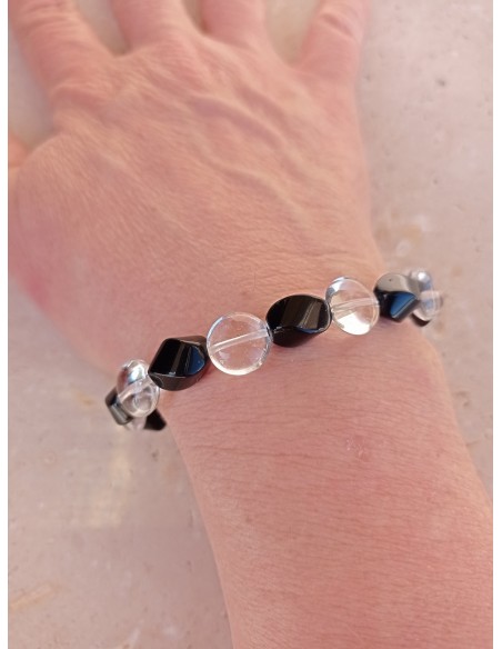 Bracelet Onyx noir torsadé - pierres naturelles de 1cm de long