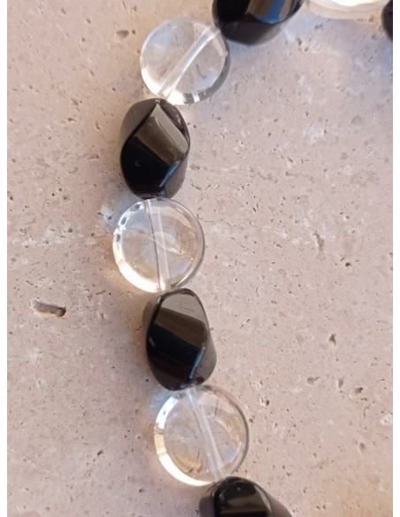 Bracelet Onyx noir torsadé - pierres naturelles de 1cm de long