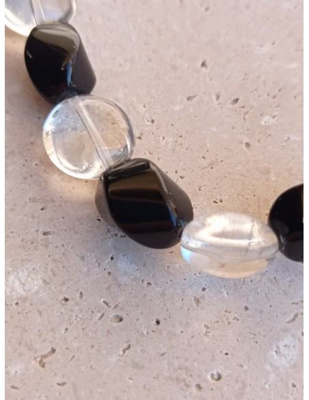 Bracelet Onyx noir torsadé - pierres naturelles de 1cm de long