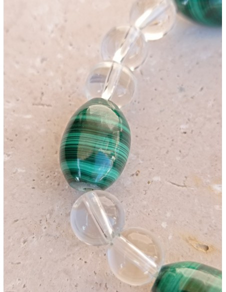 Bracelet Malachite en forme d'olive - pierres naturelles de 8mm
