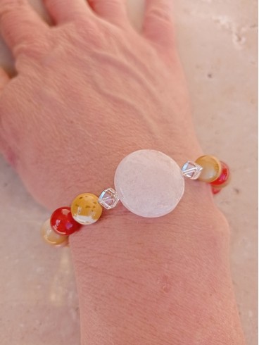 Bracelet pastille Morganite rose -...