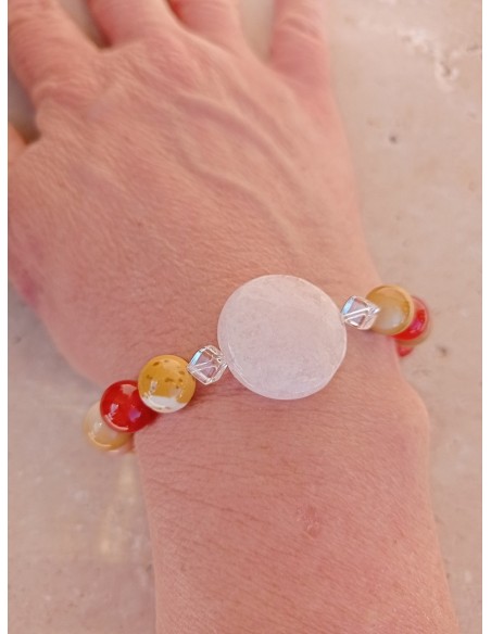 Bracelet pastille Morganite rose - pierres naturelles de 8mm