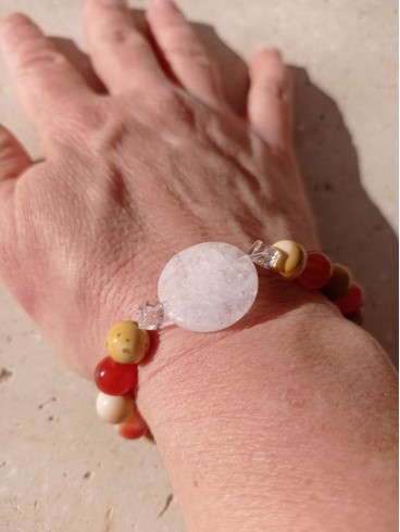 Bracelet pastille Morganite rose -...