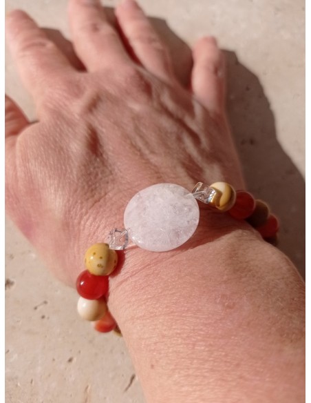 Bracelet pastille Morganite rose - pierres naturelles de 8mm