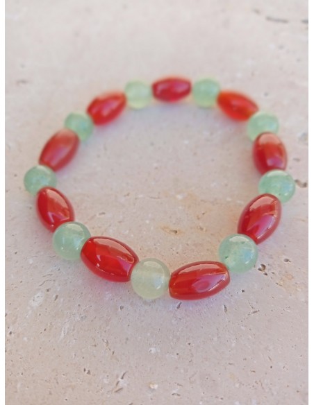 Bracelet Cornaline en olive et Aventurine - pierres naturelles de 8mm