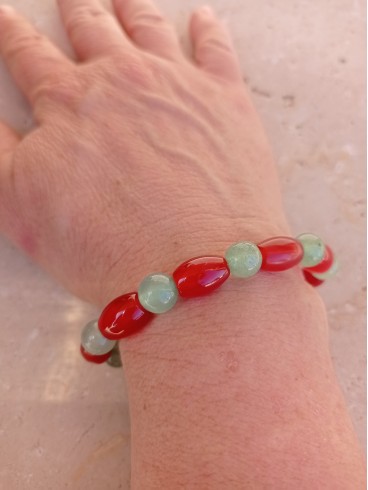 Bracelet Cornaline en olive et...