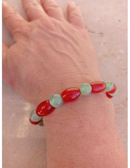 Bracelet Cornaline en olive et Aventurine - pierres naturelles de 8mm