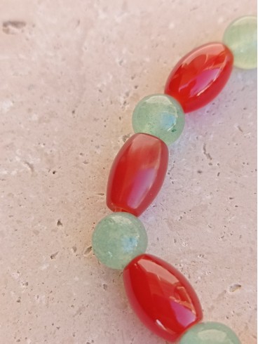 Bracelet Cornaline en olive et...