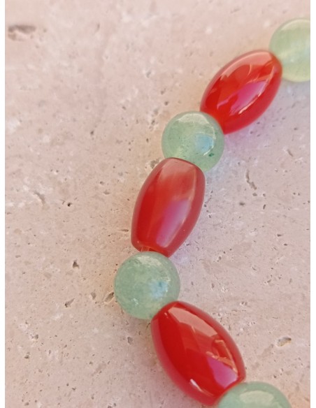 Bracelet Cornaline en olive et Aventurine - pierres naturelles de 8mm