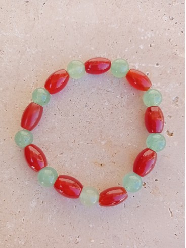 Bracelet Cornaline en olive et...