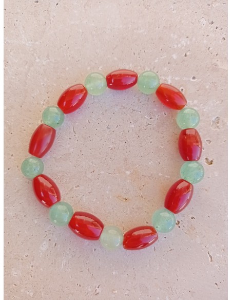Bracelet Cornaline en olive et Aventurine - pierres naturelles de 8mm