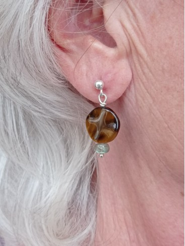 Boucles d'Oreilles Œil de Tigre et...