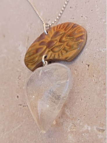 Collier Cœur de Cristal de Roche en...