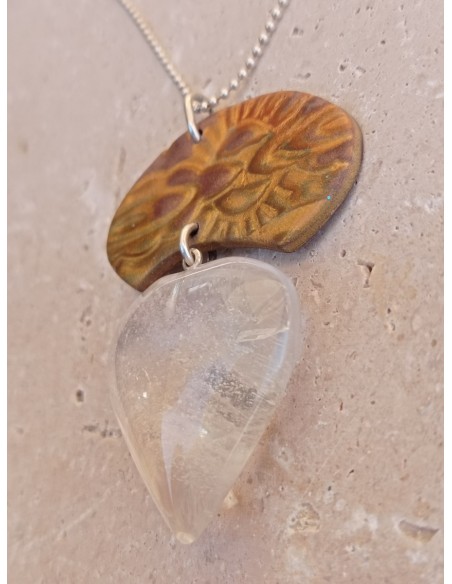 Collier Cœur de Cristal de Roche en pierre naturelle - argent 925