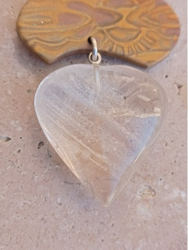 Collier Cœur de Cristal de Roche en...