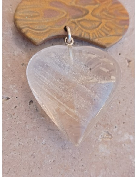 Collier Cœur de Cristal de Roche en pierre naturelle - argent 925