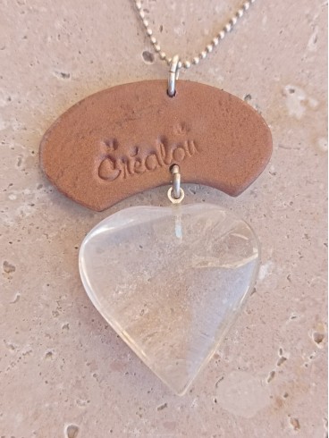 Collier Cœur de Cristal de Roche en...