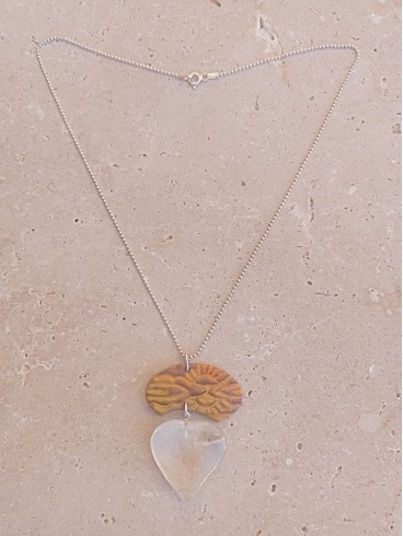 Collier Cœur de Cristal de Roche en...