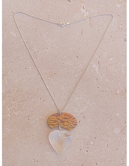Collier Cœur de Cristal de Roche en pierre naturelle - argent 925