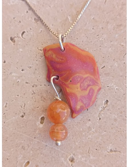 Collier Agate Peau de Serpent en pierres naturelles- argent 925