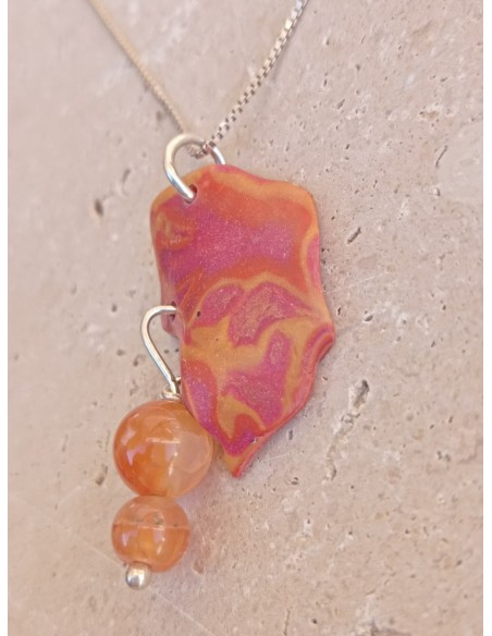 Collier Agate Peau de Serpent en pierres naturelles- argent 925