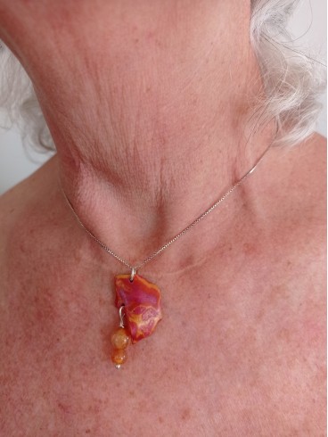 Collier Agate Peau de Serpent en...