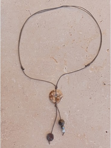 Collier Jaspe Paysage et Bronzite en... Collier Jaspe Paysage et Bronzite en...