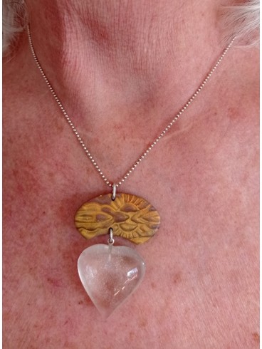 Collier Cœur de Cristal de Roche en...