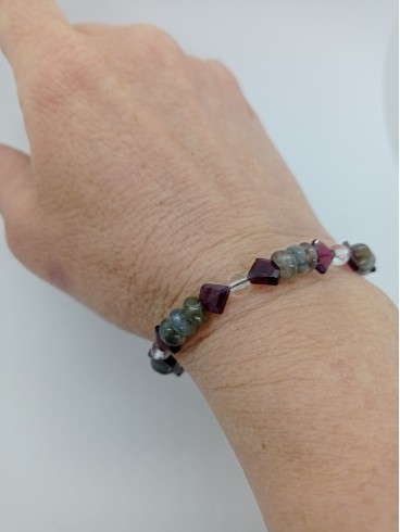 Bracelet de Labradorite et Grenat -...