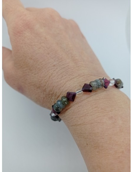 Bracelet de Labradorite et Grenat - Collection Câble et Chips