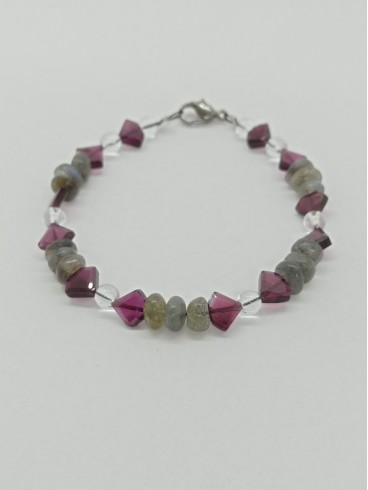 Bracelet de Labradorite et Grenat -...