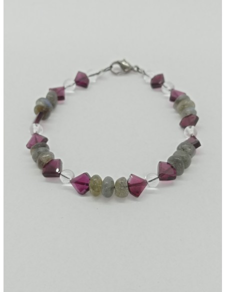 Bracelet de Labradorite et Grenat - Collection Câble et Chips
