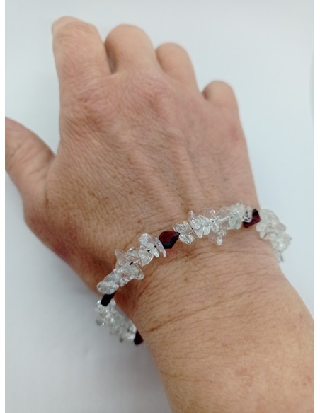 Bracelet Cristal de Roche et Grenat - Collection Câble et Chips