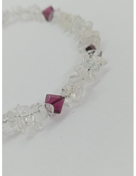 Bracelet Cristal de Roche et Grenat - Collection Câble et Chips