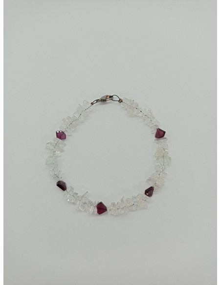 Bracelet Cristal de Roche et Grenat - Collection Câble et Chips
