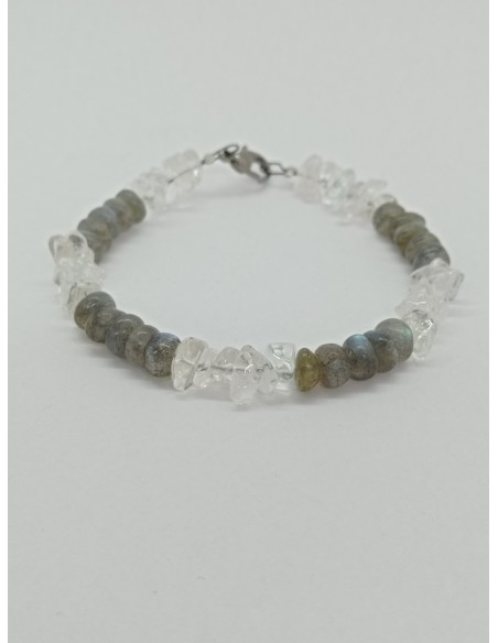 Bracelet Cristal de Roche et Labradorite - Collection Câble et Chips